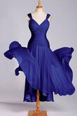Robe demoiselle d'honneur plissage avec sans manches en chiffon ligne a encolure ronde