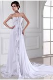 Robe de mariée longue cordon avec fleurs de traîne mi-longue avec chiffon