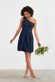 Robe demoiselle d'honneur collant silhouette asymétrique fabuleux facile courte