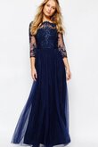 Langes knöchellanges Brautjungfernkleid mit 3/4 länge Ärmeln