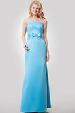 Vestido de Dama de Honor de Corte Recto de Escote sin tirantes de Apliques con Cintas