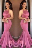 Spaghetti Träger Funkelnd Meerjungfrau Stil Satin Ballkleid mit Rüschen