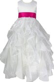 Ärmelloses Perlenbesetztes Blumenmädchenkleid mit Schmetterlingsknoten mit Rüschen
