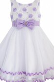 A-Line natürliche Taile Ärmellos wadenlanges Blumenmädchenkleid aus Tüll