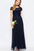 Abito da Damigella in Tulle con Applique Semplice Alla Caviglia tradizionale in Chiffon