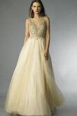 Robe de bal naturel ligne a avec sans manches de col bateau textile en tulle