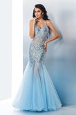 Vestido de Fiesta de Corte Sirena en Organza de con Lentejuelas de Sin mangas