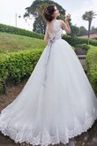 Robe de mariée naturel de traîne courte avec nœud avec perle avec zip