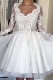 Abito da Sposa Queen Anne al ginocchio Corto in Taffeta con Fiocco con Bottone