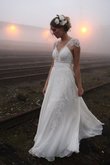 Abito da Sposa A-Line Senza Maniche A Terra V-Scollo Principessa