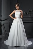 Abito da Sposa Vintage Coda A Strascico Cappella Senza Maniche A-Line Elegante