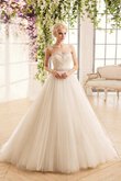Robe de mariée de col en cœur de traîne moyenne avec perle croisade de mode de bal