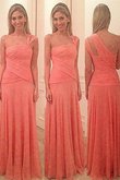 Ärmelloses Chiffon Enganliegendes Bodenlanges Brautjungfernkleid mit Einem Schulter