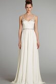 Natürliche Taile V-Ausschnitt Strand Ärmellos langes informelles Brautkleid