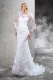 Abito da Sposa in Raso Cerniera Vintage con Maniche Lunghe Stravagante