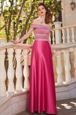 Robe de bal naturel longue en satin 2 pice fermeutre eclair