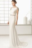 Robe de mariée elégant a plage avec perle avec manche épeules enveloppants de traîne courte