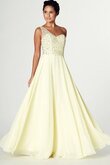 Abito da Ballo con Piega monospalla in Chiffon Elegante A Terra con Perline