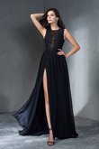 Robe de soirée longue de princesse encolure ronde en chiffon manche nulle