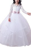 Abito da Cerimonia Bambini in Tulle Naturale A Terra in Pizzo Ball Gown