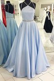 Prinzessin Normale Taille Nackenband Bescheidenes Abendkleid aus Satin