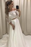 Abito da sposa lunghi a-line brillante moda principessa fuori dalla spalla