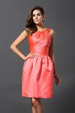 Satin Bateau Knielanges Brautjungfernkleid mit Natürlicher Taille mit Reißverschluss