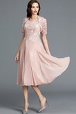 Abito mamma Sposa A-Line Sotto Ginocchio Naturale in Chiffon Principessa