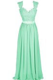 Robe demoiselle d'honneur naturel jusqu'au sol appliques a-ligne dos nu