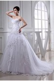 Robe de mariée facile en taffetas appliques a-ligne textile en tulle