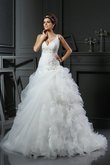 V-Ausschnitt Duchesse-Linie Ewiges Brautkleid mit Rüschen aus Organza