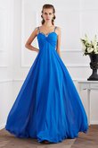 Chiffon Spaghetti Träger Perlenbesetztes Ballkleid mit Applike mit Empire Taille