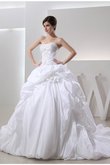 Robe de mariée longue facile avec perle de tour de ceinture en haute en taffetas