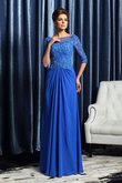 Robe mère de mariée vintage longue en 1/2 manche col en bateau ligne a