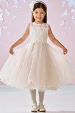 Abito da cerimonia bambini in tulle sotto ginocchio a-line sbalorditivo principessa tondo