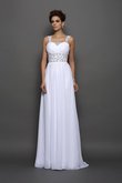 Robe de mariée classique elégant grandes bretelles en chiffon de traîne moyenne