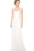 Robe de mariée plissage encolure en carré en taffetas manche nulle en plage