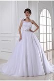 Abito da Sposa con Perline Monospalla Senza Maniche in Raso Ball Gown