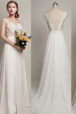 Robe de mariée intemporel en chiffon a-ligne manche nulle col u profond