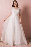 Robe de mariée en satin col en bateau noble ligne a romantique