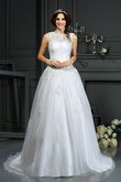 Robe de mariée longue distinguee fermeutre eclair a-ligne de traîne moyenne