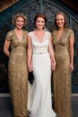 Reißverschluss kurze Ärmeln enges Paillettenbesetztes sexy bescheidenes Brautjungfernkleid