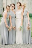 Robe demoiselle d'honneur naturel jusqu'au sol de princesse en chiffon