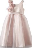 A-Line Schaufel-Ausschnitt Ärmelloses Tüll mini Blumenmädchenkleid