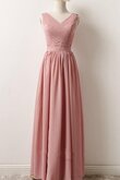 Robe demoiselle d'honneur simple de col en v fermeutre eclair ligne a avec chiffon