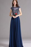 Reißverschluss Chiffon kurze Ärmeln Empire Ballkleid mit Applikation mit Empire Taille