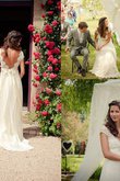 Abito da Sposa A-Line con Perline Elegante Spazzola Treno Naturale