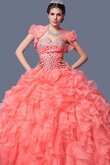 Perlenbesetztes Duchesse-Linie Ärmelloses bodenlanges Jugendweihekleid mit Rüschen