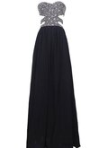Plissiertes Perlenbesetztes Ärmelloses Chiffon normale Taille bodenlanges Abschlusskleid