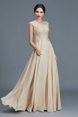 Robe mère de mariée naturel jusqu'au sol manche nulle avec chiffon a-ligne